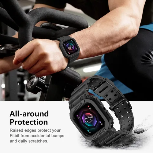 Vista 4 de amBand Compatible para Fitbit Versa 4/3/2 / Fitbit Versa Lite / Fitbit Sense 2 / Correas de Fitbit Sense con estuche, correa protectora para reloj