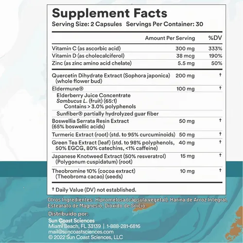 Vista 3 de SUN COAST SCIENCES BioShield MD de Premium Immunity Support con vitamina C, vitamina D, zinc, para concentración, claridad, articulaciones