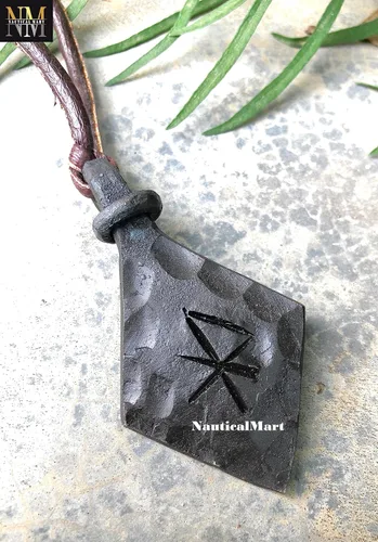 Vista 7 de Colgante de hierro forjado a mano de runa de amor vikingo amuleto rúnico colgante nórdico collar talismán collar de runas nórdicas joyería