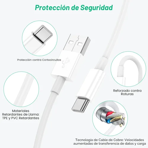 Vista 3 de Cable Carplay de coche para iPhone 15/16/17, cable de carga rápida USB A a USB C de 3 pies, paquete de 2 unidades compatible con Apple 17 Pro Max/16