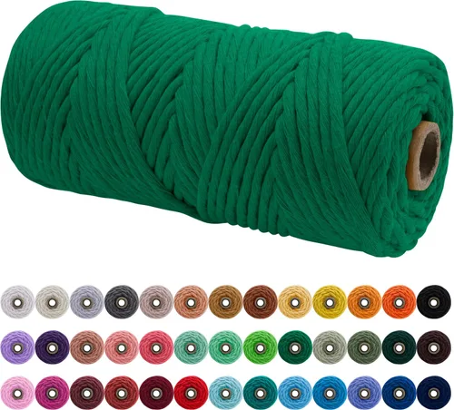 Vista 103 de JeogYong Cordón de macramé de un solo hilo 3 mm x 109 yardas (328 pies) Cuerda de algodón suave Hilo de macramé de 3 mm, suministros de macramé