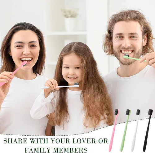Vista 5 de Pinkunn 36 cepillos de dientes suaves micro nano a granel 20.000 nanofibra cepillo de dientes para dientes sensibles, adultos, familia, invitados