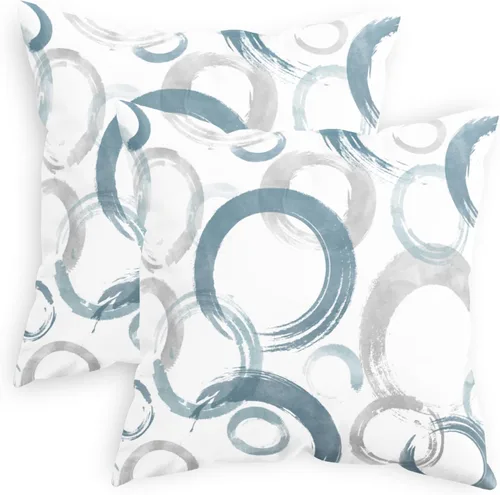 Vista 8 de CaliTime Juego de 2 fundas de almohada decorativas con estampado de círculos geométricos de tinta y lavado, para sofá, cama, decoración de casa