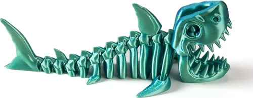Vista 10 de Juguete de tiburón articulado impreso en 3D, divertido diseño de esqueleto móvil para decoración de escritorio, antiestrés y descompresión, lindo