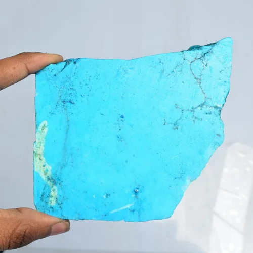 Vista 2 de gemhub Una losa azul turquesa de alta calidad de cristal curativo de 1457.50 quilates, turquesa natural, piedra suelta sin cortar, Piedra preciosa