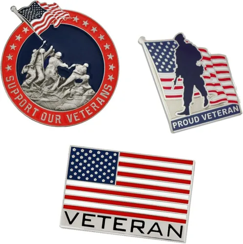 Vista 40 de PinMart Pin de veterano – Pin patriótico americano de solapa o sombrero – Orgulloso de ser retirado ejército, marina, fuerza aérea o cuerpo