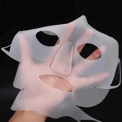 Vista 2 de Máscara facial reutilizable de silicona con gancho para la oreja de panda, máscara hidratante facial de belleza, evita la evaporación del suero