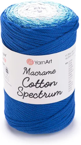 Vista 26 de YarnArt Macramé de Algodón Spectrum – Cuerda Multicolor 80% Algodón – 8.8 oz (250g), 246 yardas (225m) – Cuerda Colorida para Nudos, Tejido 512.2 in