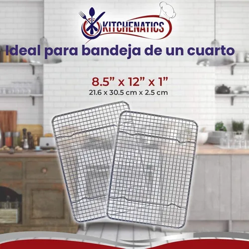 Vista 5 de KITCHENATICS Bandeja de Enfriamiento Pequeña de Cuarto de Hoja para Cocinar y Hornear, Parrilla de Acero Inoxidable Segura para Horno, Parrilla