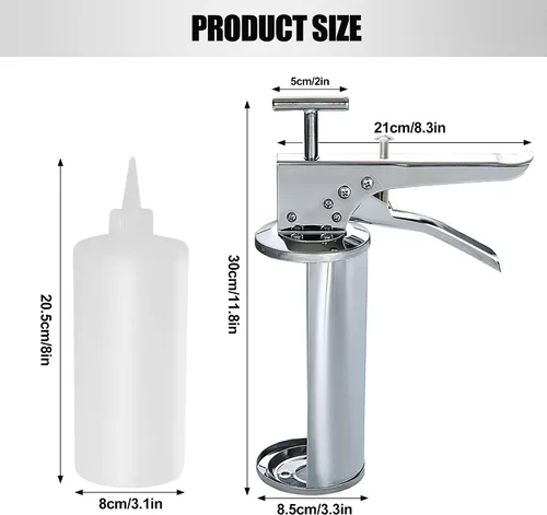 Vista 6 de Pistola de salsa de hamburguesa de acero inoxidable, dispensador de crema agria, dispensador de aderezo para ensaladas con botellas dispensadoras