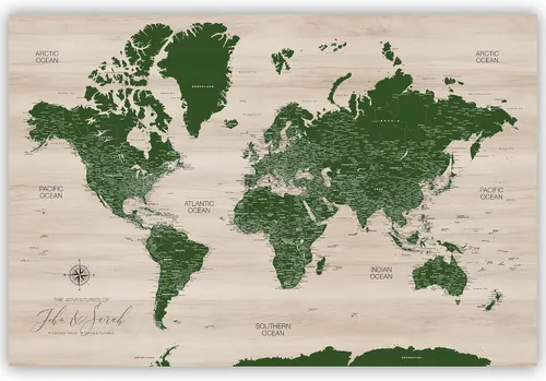Vista 15 de HolyCowCanvas Mapa Personalizado de Pin de Empuje del Mundo en Lienzo, Tablero de Mapa del Mundo, Mundo para Marcar Lugares, Rastrear Viajes, Regalo
