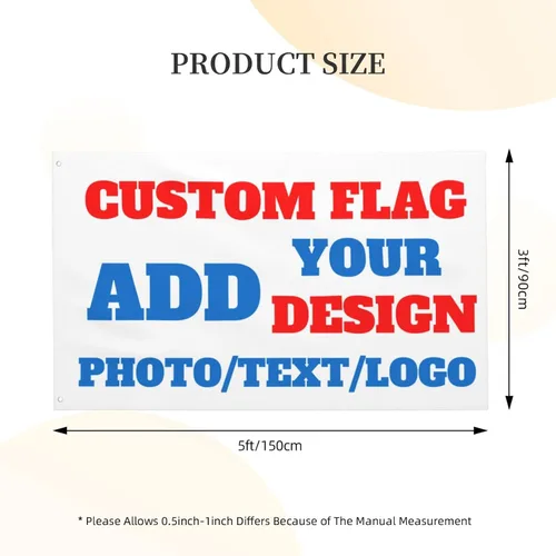 Vista 2 de Bandera personalizada de 3 x 5 pies, doble cara con diferentes diseños, bandera personalizada de tela de 3 capas, bandera personalizada