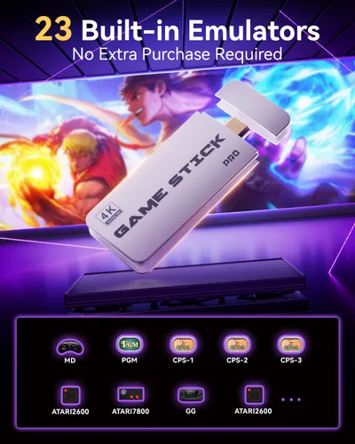 Vista 2 de Retro Gaming Console 2026 Upgraded Stick with 4K HDMI, Built-in 23 Emulators, 20000+ Games, Plug & Play, and Dual 2.4G Wireless Controllers