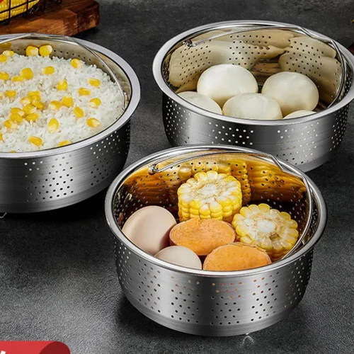 Vista 4 de UPKOCH Cesta de vapor de acero inoxidable para verduras, cesta para cocinar al vapor, inserto de cocina al vapor con asa para verduras, pescados