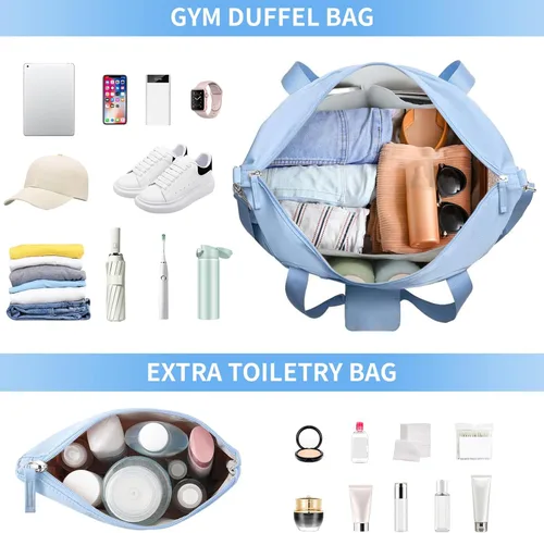 Vista 4 de Bolsa de lona de gimnasio para mujer, Azul Patchwork