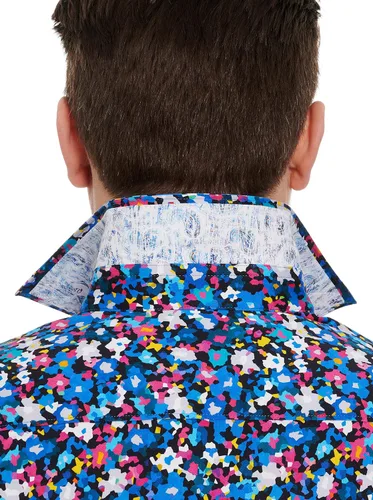 Vista 7 de Robert Graham Camisa tejida de manga corta con cinturón asteroide para hombre
