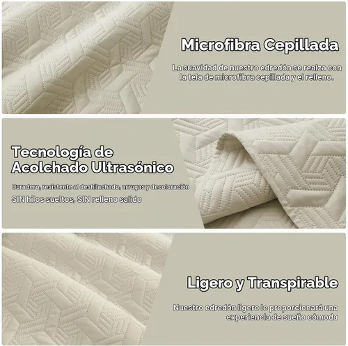 Vista 7 de Lavsiry Juego de ropa de cama acolchada de tamaño individual beige con funda de almohada, colcha ligera de verano, sobrecama, manta acolchada suave