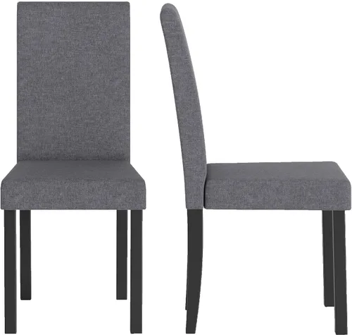 Vista 12 de COSTWAY Juego de 2 sillas de comedor sin brazos de tela, sillas laterales tapizadas de cocina con patas de madera de goma, asiento acolchado y Beige