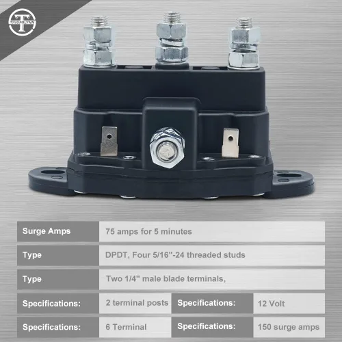 Vista 4 de Interruptor de relé de solenoide de inversión del motor del cabrestante de servicio intermitente Reemplazar Trombetta 214-1211A11