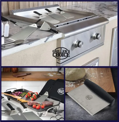 Vista 6 de Griller's Choice - Accesorios profesionales de parrilla de acero inoxidable, kit de accesorios para parrilla de parte superior plana, lavable a