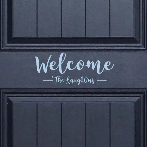 Vista 7 de Letrero de vinilo personalizado con nombre de familia para puerta delantera, decoración de pared del hogar o ventana, elige entre varios tamaños