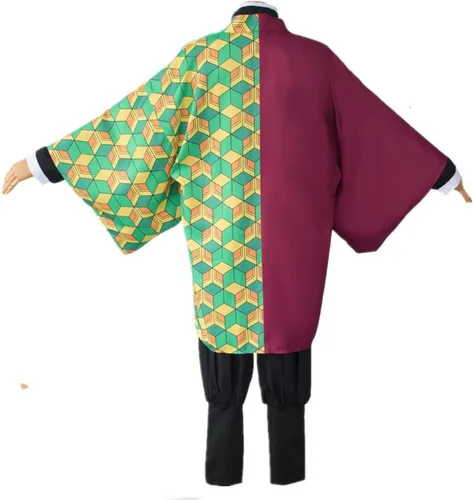 Vista 3 de Disfraz de kimono de Demon Tanjiro con arete para cosplay de Shinobu Zenitsu Giyuu Tomioka para mujeres y hombres