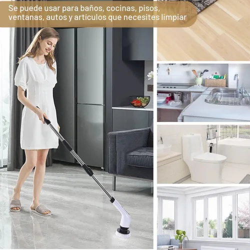 Vista 8 de MGLSDeet Cepillo eléctrico giratorio, cepillo de limpieza recargable con cabezales de cepillo reemplazables 8 en 1, limpiador giratorio inalámbrico