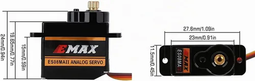Vista 3 de EMAX ES08MA II 0.42 oz Mini Metal Gear Servo analógico para modelo RC (paquete de 4)