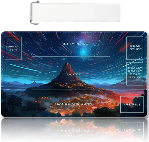 Vista 61 de Tapete de juego MTG cosido de alta calidad con zonas y parte trasera de goma antideslizante, tapete de juego TCG para MTG y otros juegos de cartas