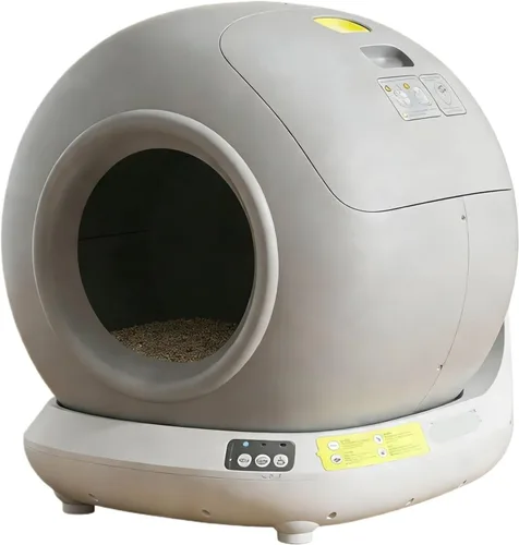 Vista 8 de Caja de arena autolimpiante para gatos de 78 litros Automática totalmente cerrada, control de aplicaciones, espacio extra grande Bandeja Blanco