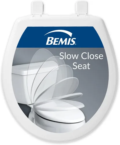 Vista 9 de BEMIS 500EC 390 - Asiento de inodoro con bisagras Fácil Limpia & Cambia, madera esmaltada duradera y anodizada, diseño redondo, color blanco algodón