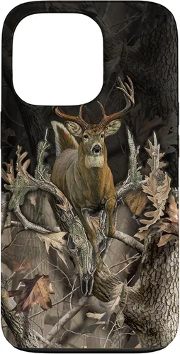 Vista 10 de Funda para iPhone 17 con diseño de camuflaje de caza de ciervos y cráneos