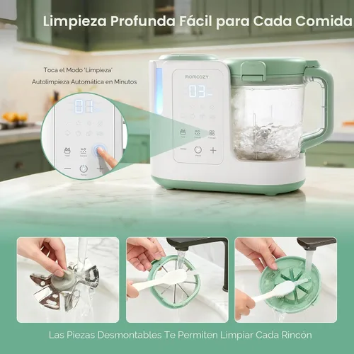 Vista 8 de Momcozy AutoMeal Procesador de Alimentos para Bebés – Procesador de Alimentos de Vapor y Mezcla Automática de Un Solo Paso, Taza Grande de 15 oz