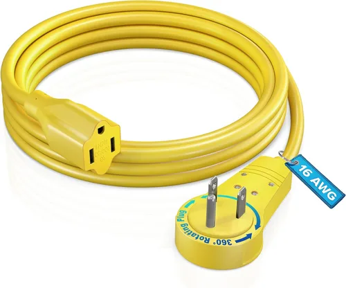 Vista 17 de Maximm Cable de extensión de enchufe plano giratorio de 360° de 0.5 pies, cable de alimentación de 3 clavijas, cable de alimentación de 16 Awg