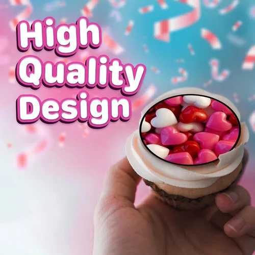 Vista 7 de 30 adornos comestibles para cupcakes con temática de San Valentín para decoración de tartas comestibles sin cortar comestible en hoja de oblea