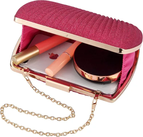 Vista 6 de Bolso de mano dorado, bolsos de mano dorados para mujer, para noche, boda, cóctel, fiesta, bolsa de noche, bolso cruzado de hombro