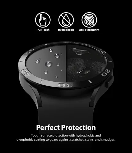 Vista 8 de Ringke Vidrio para bisel [4 unidades] Compatible con Samsung Galaxy Watch 4 Protector de pantalla (1.575 pulgadas), vidrio templado, dureza 9H