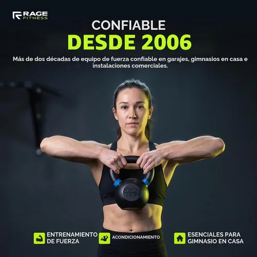Vista 8 de Rage Fitness Single Piece Cast Iron Kettlebell, 8 to 24 kgs, Powder Coated