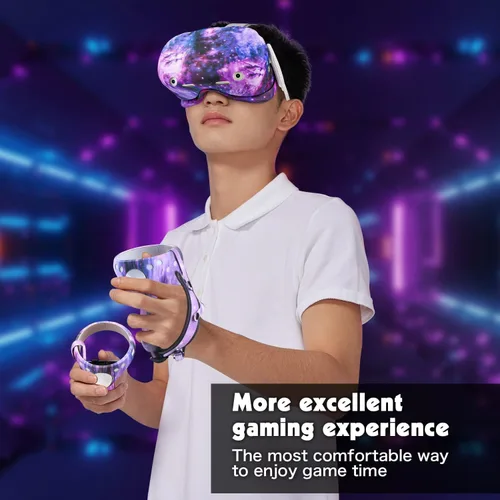 Vista 7 de Relohas Accessories for Oculus Quest 2, VR Accessory Set for Meta Quest 2, Include Controller Grip Leather Cover, VR Shell Cover, Face Cover, The