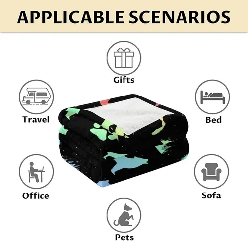 Vista 6 de Manta de lobo para regalar – Manta de 30 x 40 pulgadas para adultos y niños, manta de felpa suave arcoíris para sofá y viajes