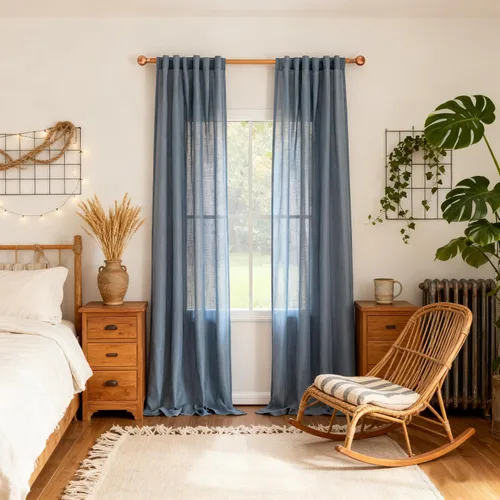 Vista 35 de MYSKY HOME Cortinas naturales de puerta francesa para ventana de puerta, 40 pulgadas de largo, cortas, semitransparentes, filtrantes de luz