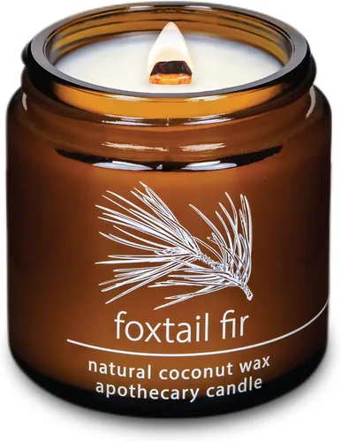 Vista 64 de Vela de mecha de madera agrietada Hemlock Park hecha a mano con cera de coco natural (grande de 16 oz, ámbar) Coconut Apricot Wax Crackling Wood