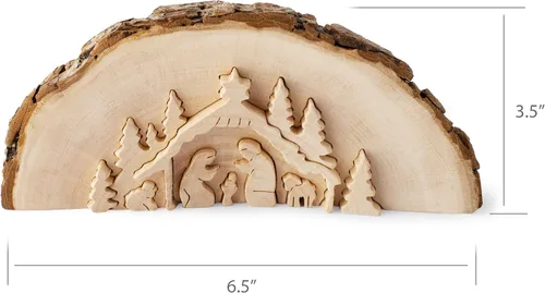 Vista 7 de Forest Decor Juego de Belén de madera, figuras religiosas decorativas, decoraciones de mesa de Navidad, decoración cristiana rústica hecha a mano