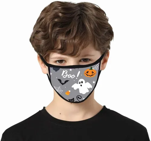 Vista 2 de Paquete de 6 máscaras faciales de Halloween para niños, reutilizables, lavables, talla única para la mayoría de los niños, niños y niñas