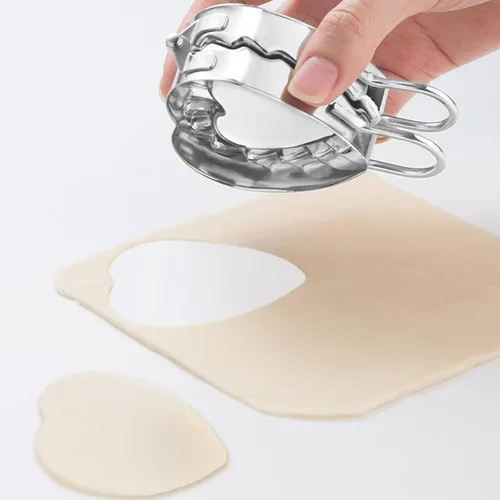 Vista 5 de Molde para ravioles en forma de corazón Pierogi Máquina de albóndigas, molde de prensa de Goya Empanada de acero inoxidable, crimpadora de moldes