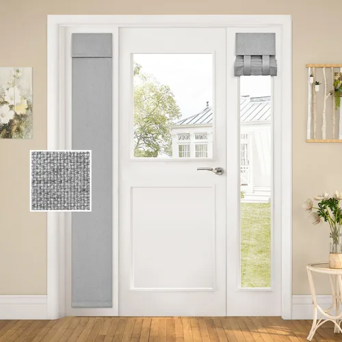 Vista 14 de HOMEIDEAS Cortinas opacas de lino con luz lateral para puerta delantera, cortinas de ventana de puerta lateral, ventana pequeña, decoración moderna