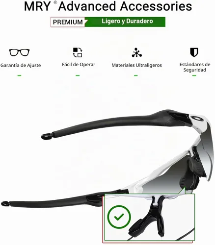 Vista 3 de Mryok Juego de almohadillas de repuesto para gafas de sol Oakley Radar EV Path OO9208 / Pitch OO9211 / Asian Fit OO9275 Negro