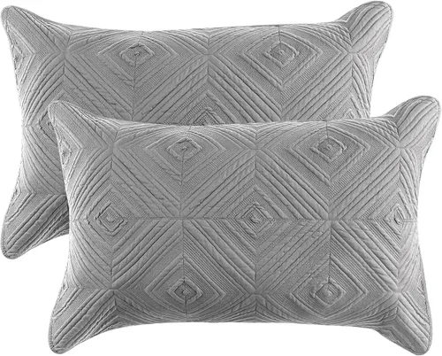 Vista 14 de BOSOWOS Fundas de almohada tamaño Queen de 20 x 30 pulgadas, juego de 2, ultrasuaves y transpirables, fundas de almohada acolchadas para dormir Gris