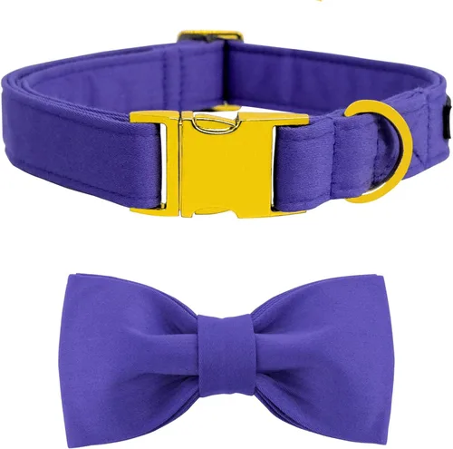 Vista 13 de Collar de perro a cuadros de búfalo amarillo otoñal con pajarita elegante Otoño-Lazo-Cuadros Amarillo