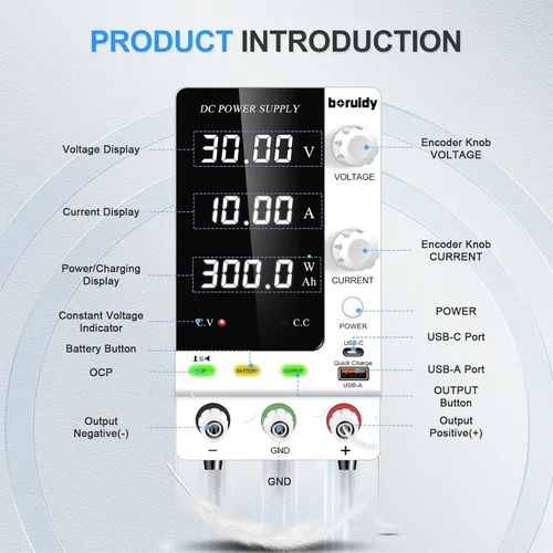 Vista 4 de Fuente de alimentación de CC variable 30V 10A, codificador de 300 W ajustable 1V ~ 24 V LiFePO4 iones de litio etc. Cargador de batería Banco